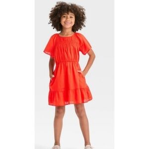 Cat & Jack Short Sleeve Woven dress Orange Size XL  (14)